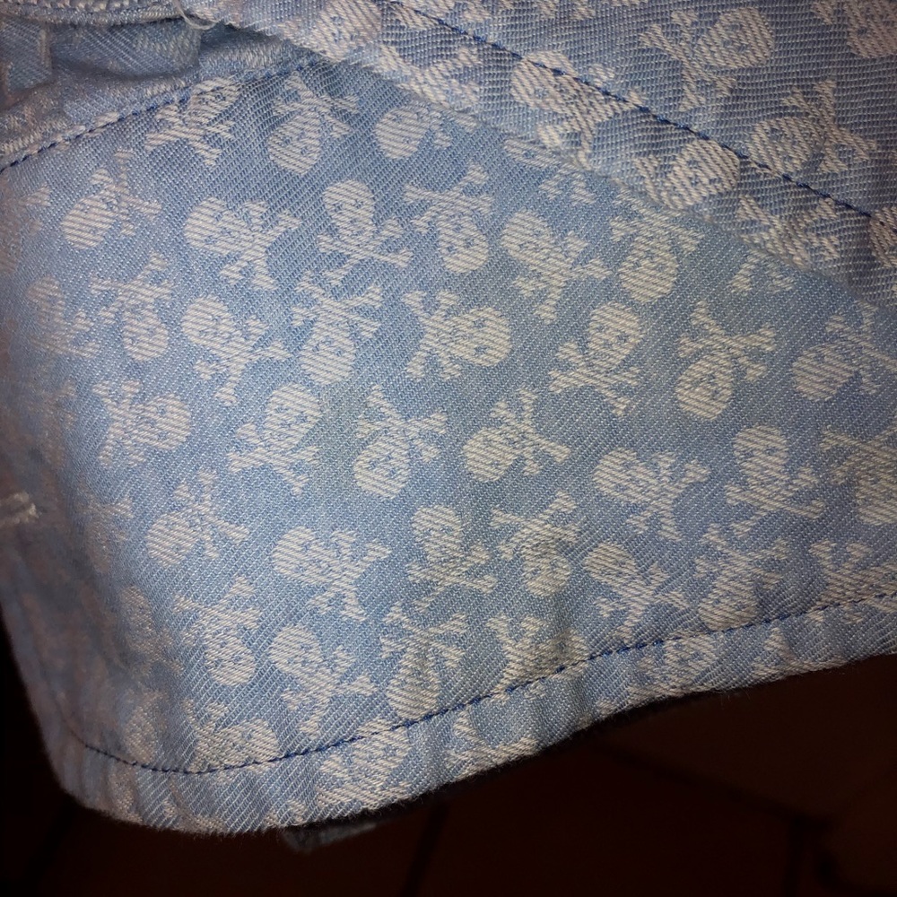 Robert Graham Shirt L Blue Skull Print Button down - Picture 8 of 8
